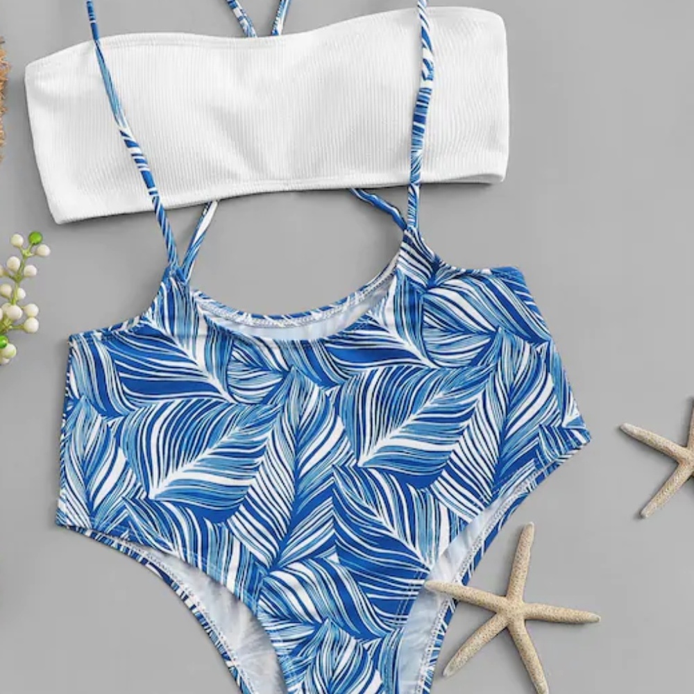 Tropical 2 piece swimsuit π - Picture 2 of 4
